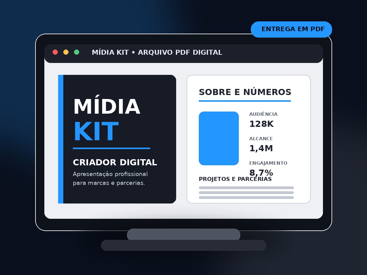 Exemplo genérico de Mídia Kit digital em PDF para criador de conteúdo