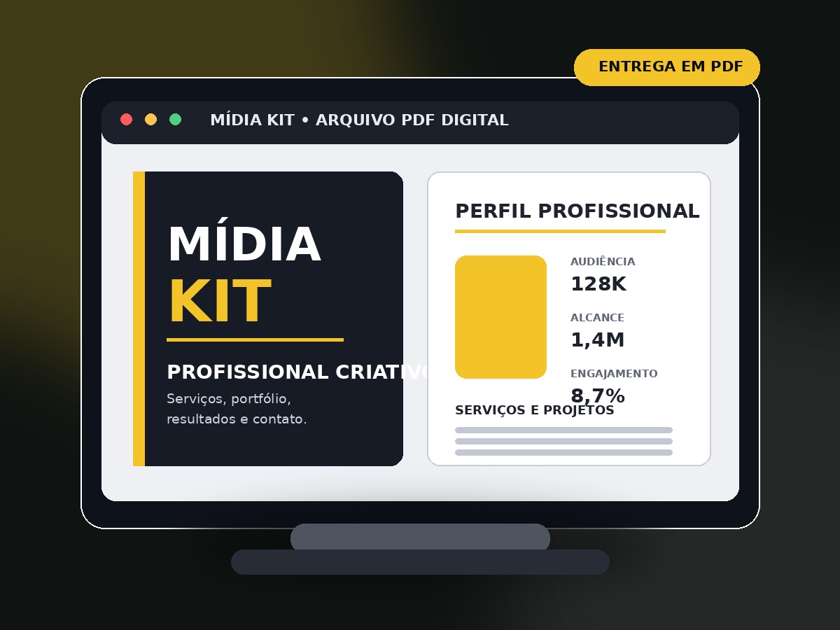 Exemplo genérico de Mídia Kit digital em PDF para profissional criativo